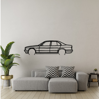 BMW E34 525i Silhouette Metal Wall Art