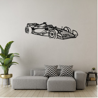 Formula Race Car Perspective View Silhouette Metal Wall Art