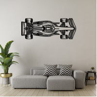 Formula Racing Car Pits Top View Silhouette Metal Wall Art