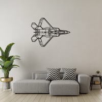 Lockheed Martin F-22 Raptor Ð Stealth Multirole Fighter (Top View) Silhouette Metal Wall Art