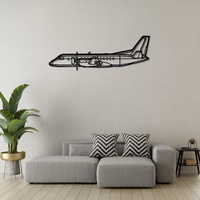 Saab 340B Plus Ð Twin-Engine Regional Turboprop Silhouette Metal Wall Art